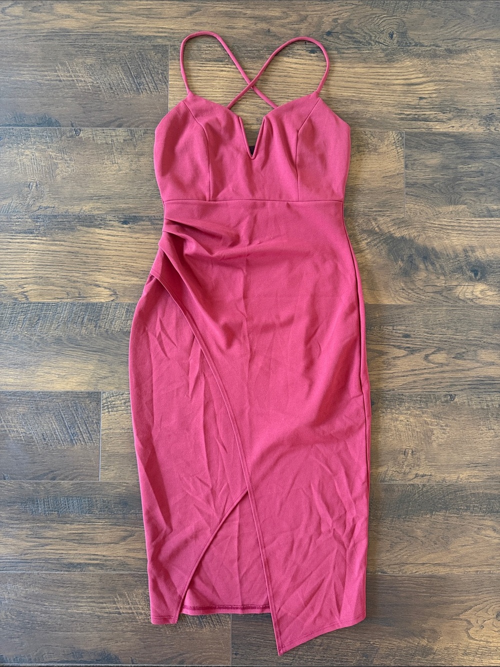 Windsor Rose Pink Midi Dress with Crossback Straps